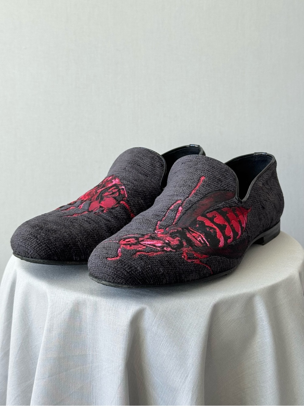 Jimmy Choo Wasp Embroidered Velvet Loafers - Made in Italy - EU40.5